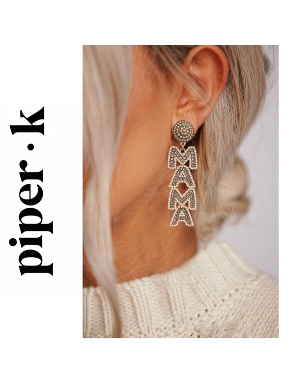 Piper K Mama Earrings with Glass Stones